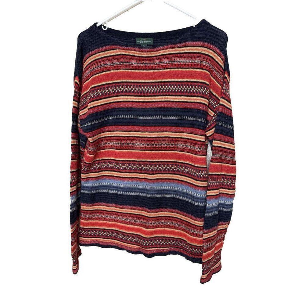 Lauren Jeans Ralph Lauren LRL Sweater Womens XL Multicolor Knit Pullover Stripe